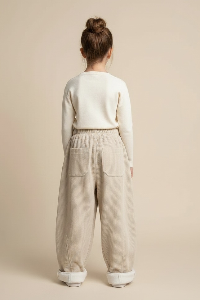 Pantalon Japonais Beige Côtelé Ample Décontracté Confortable - Cordé - vue 2