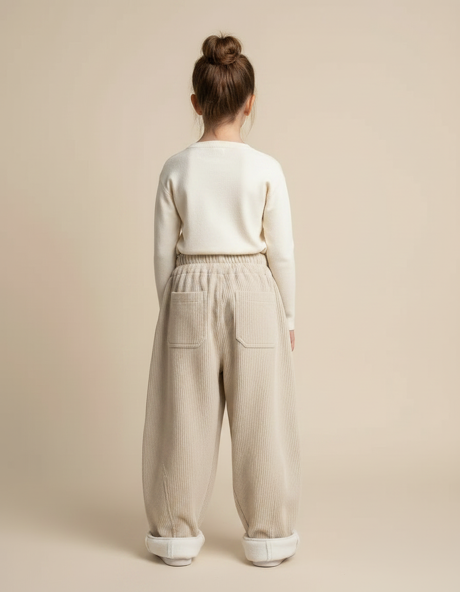 Pantalon Japonais Beige Côtelé Ample Décontracté Confortable - Cordé - vue 2