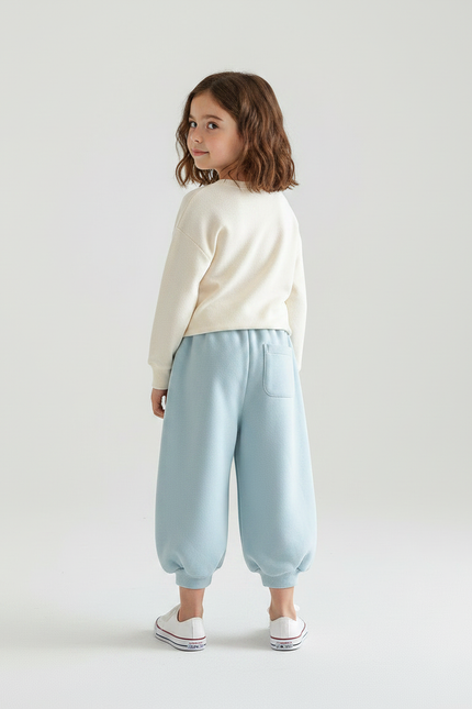 Pantalon Japonais Bleu Molletonné Bouffant Confortable Enfant - vue 2