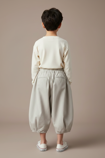 Pantalon Japonais Sarouel Ample Garçon Coton Gris Clair - vue 2