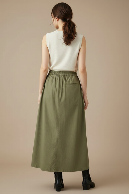Pantalon Japonais Kaki Ample Coton Décontracté Ceinture Élastique - vue 2