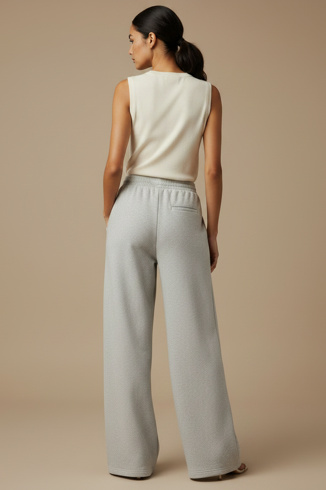 Pantalon Japonais Large Gris Décontracté Confortable - Molleton - vue 2