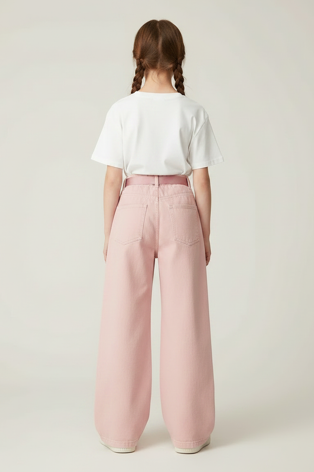 Pantalon Japonais Rose Ample Lacets Fille Décontracté - Jean - vue 2