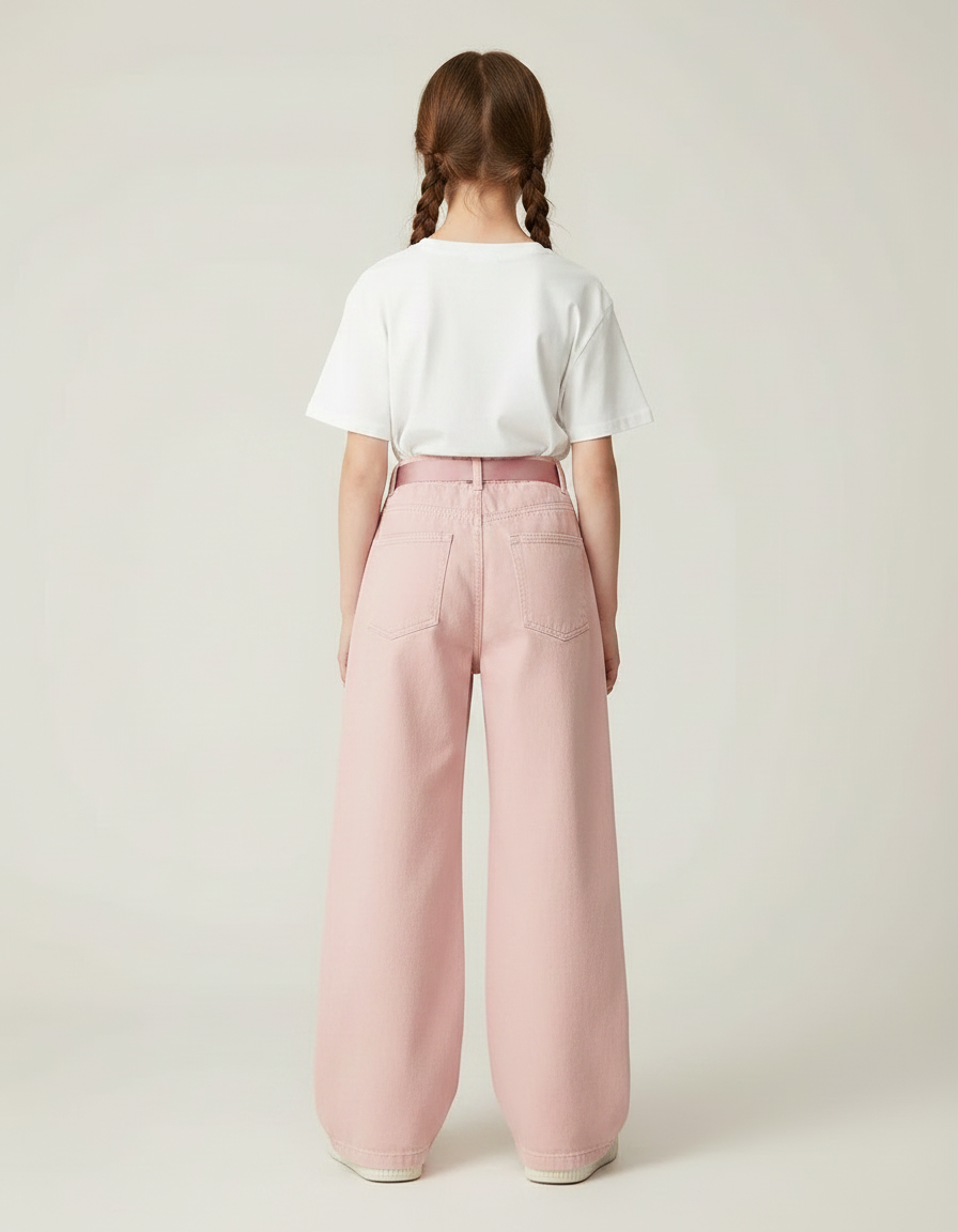 Pantalon Japonais Rose Ample Lacets Fille Décontracté - Jean - vue 2