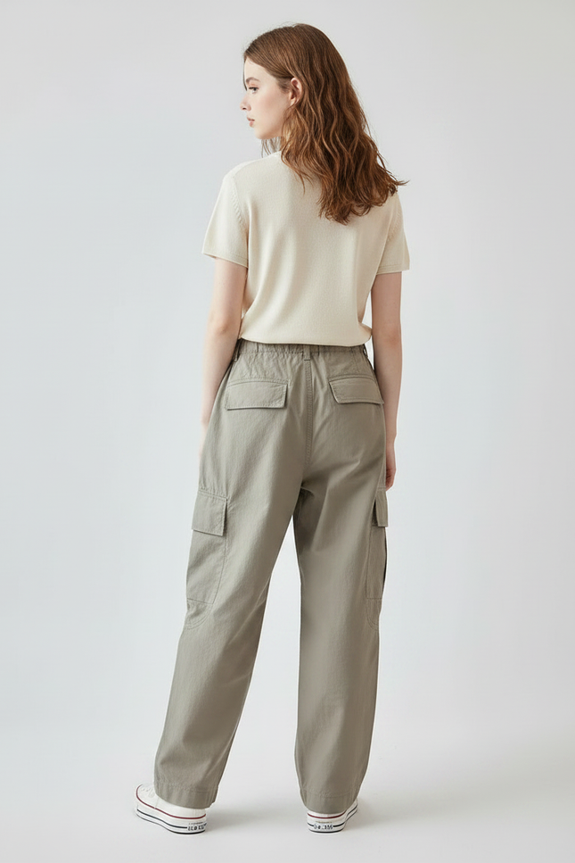 Pantalon Japonais Cargo Kaki Ample Décontracté Enfant - Polyester - vue 2