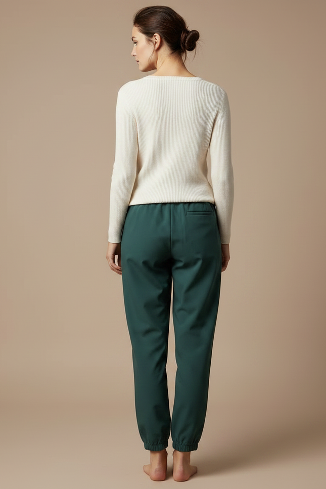 Pantalon Japonais Vert Émeraude Ample Fluide Chevilles Resserrées - Polyester - vue 2