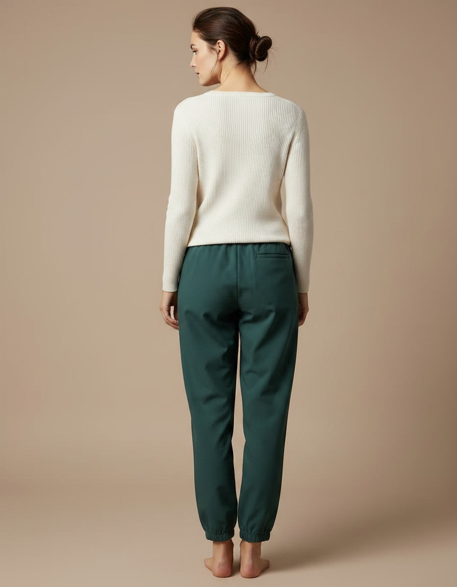 Pantalon Japonais Vert Émeraude Ample Fluide Chevilles Resserrées - Polyester - vue 2
