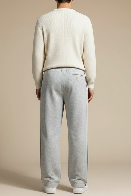 Pantalon Japonais Gris Droit Cordon Décontracté Molleton - vue 2