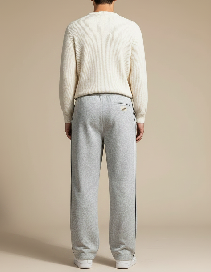 Pantalon Japonais Gris Droit Cordon Décontracté Molleton - vue 2