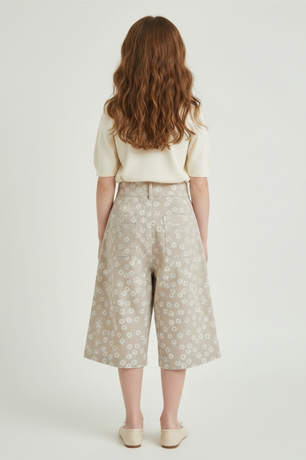 Pantalon Japonais Beige Fleuri Ample Coton Enfant - vue 2