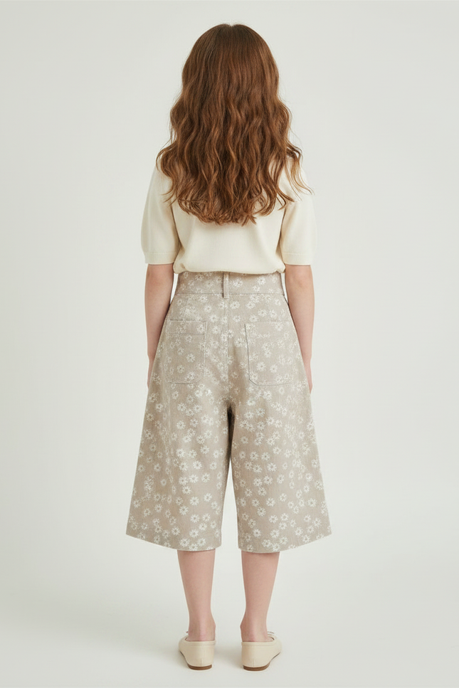 Pantalon Japonais Beige Fleuri Ample Coton Enfant - vue 2