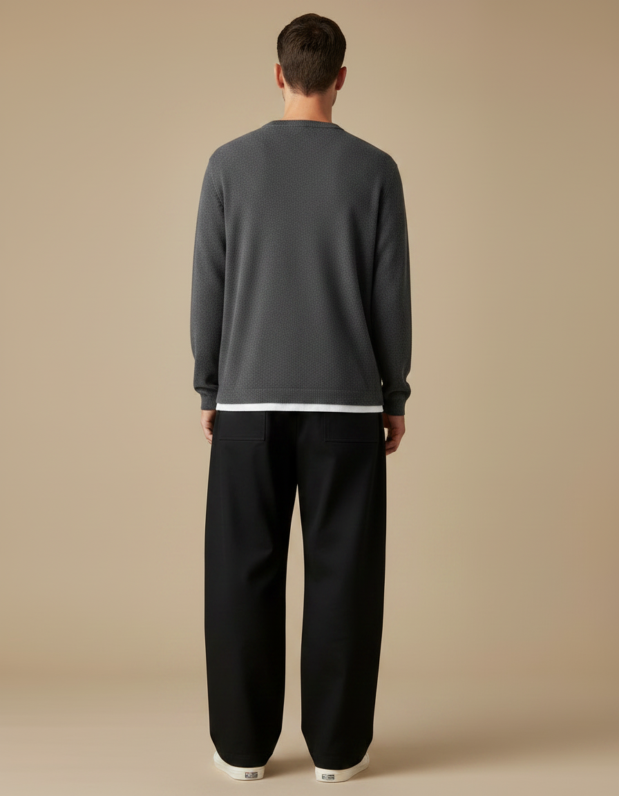 Pantalon Japonais Ample Noir Décontracté Homme - Coton - vue 2