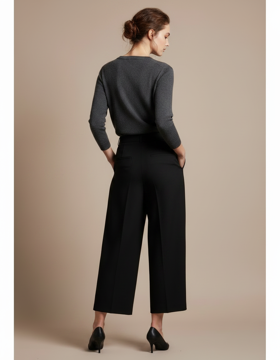 Pantalon Japonais Femme Noir Ample Chic - Polyester - vue 2