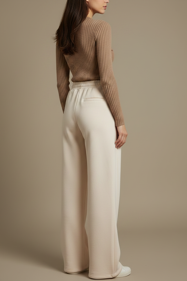 Pantalon Japonais Crème Molleton Large Confortable Chaud - Beige - vue 2