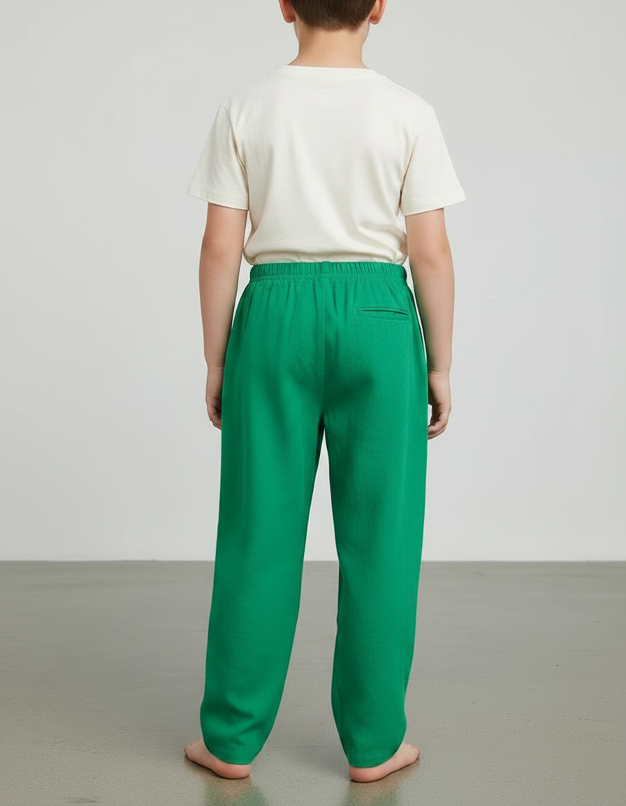 Pantalon Japonais Vert Ample Coton Enfant - vue 2