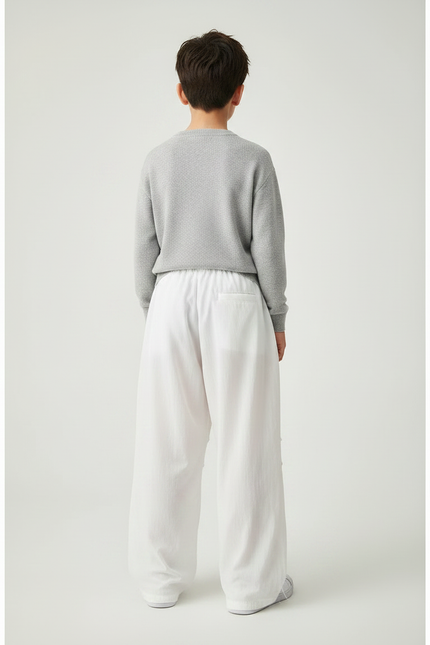 Pantalon Japonais Blanc Ample Lettres Colorées Garçon - Polyester - vue 2