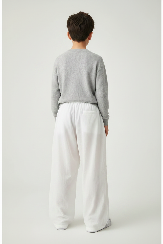 Pantalon Japonais Blanc Ample Lettres Colorées Garçon - Polyester - vue 2