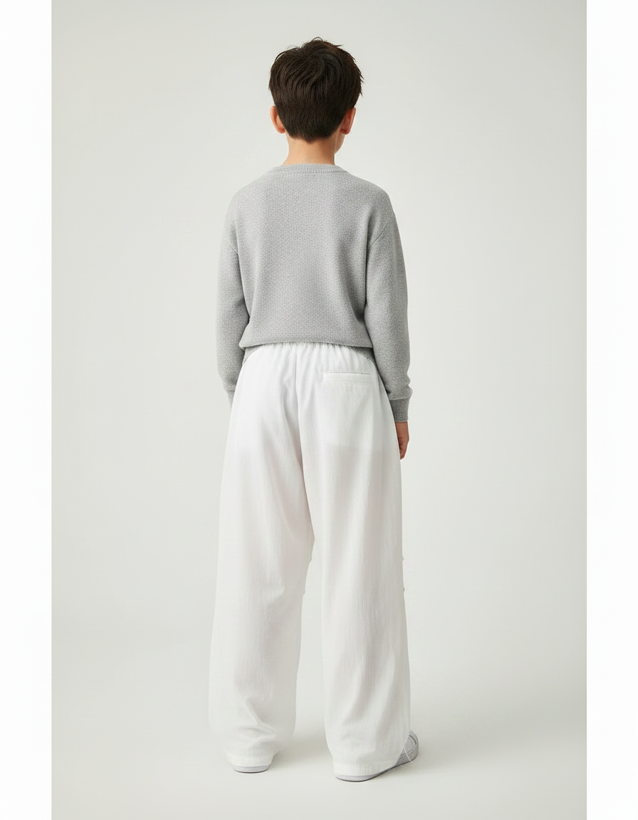 Pantalon Japonais Blanc Ample Lettres Colorées Garçon - Polyester - vue 2