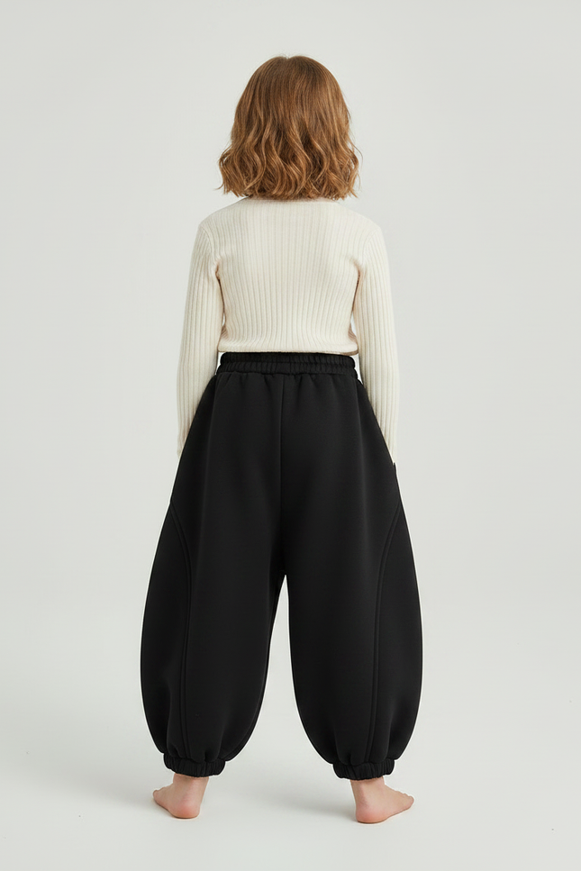 Pantalon Japonais Noir Ample Chaud Hiver Fille - Molleton - vue 2