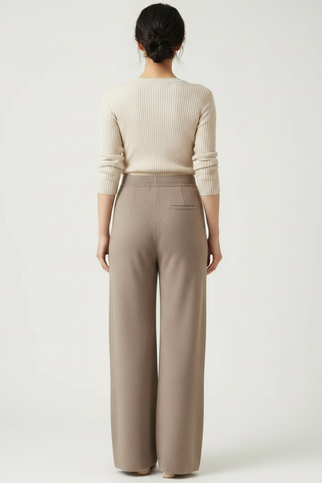 Pantalon Japonais Marron Laine Ample Tricoté Décontracté Femme - vue 2