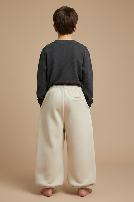 Pantalon Japonais Crème Ample Molleton Enfant - Beige - vue 2
