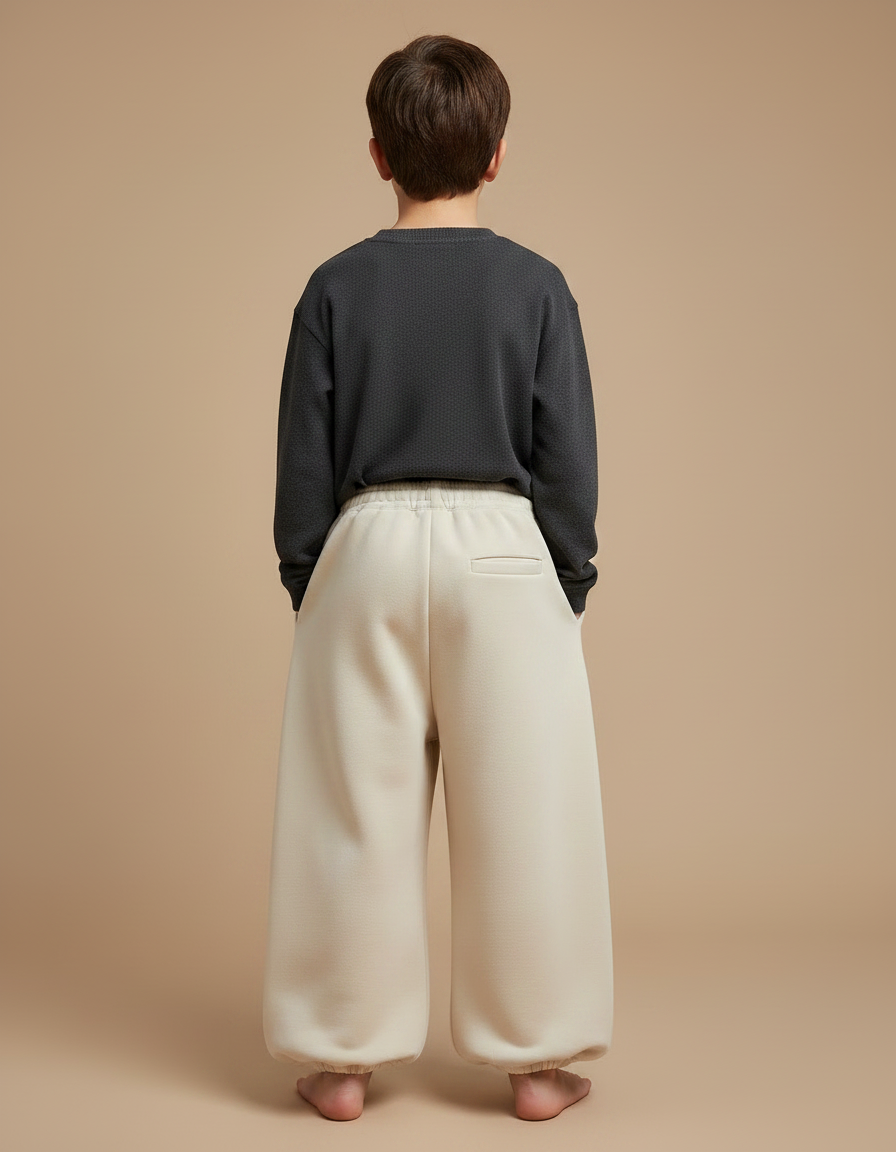 Pantalon Japonais Crème Ample Molleton Enfant - Beige - vue 2