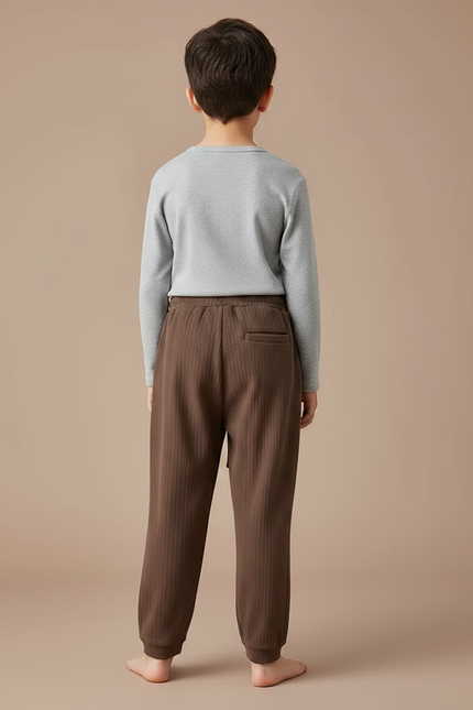 Pantalon Japonais Marron Côtelé Ample Décontracté Cordon - Cordé - vue 2
