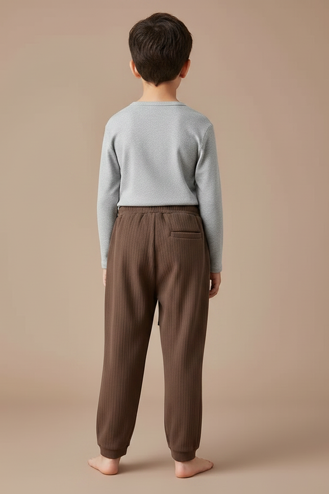 Pantalon Japonais Marron Côtelé Ample Décontracté Cordon - Cordé - vue 2