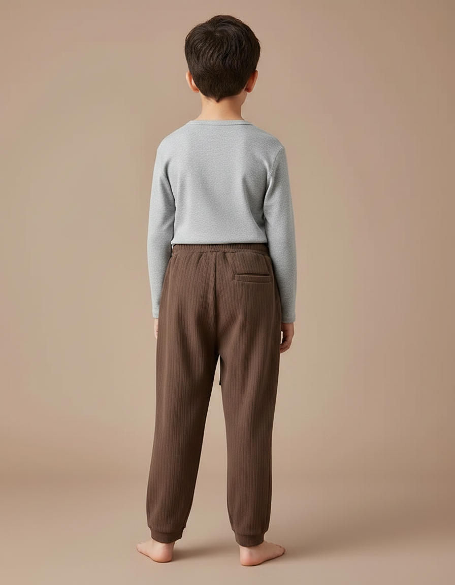 Pantalon Japonais Marron Côtelé Ample Décontracté Cordon - Cordé - vue 2