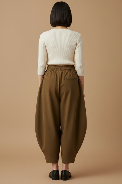 Pantalon Japonais Large Vert Kaki Confortable Ample - Viscose - vue 2