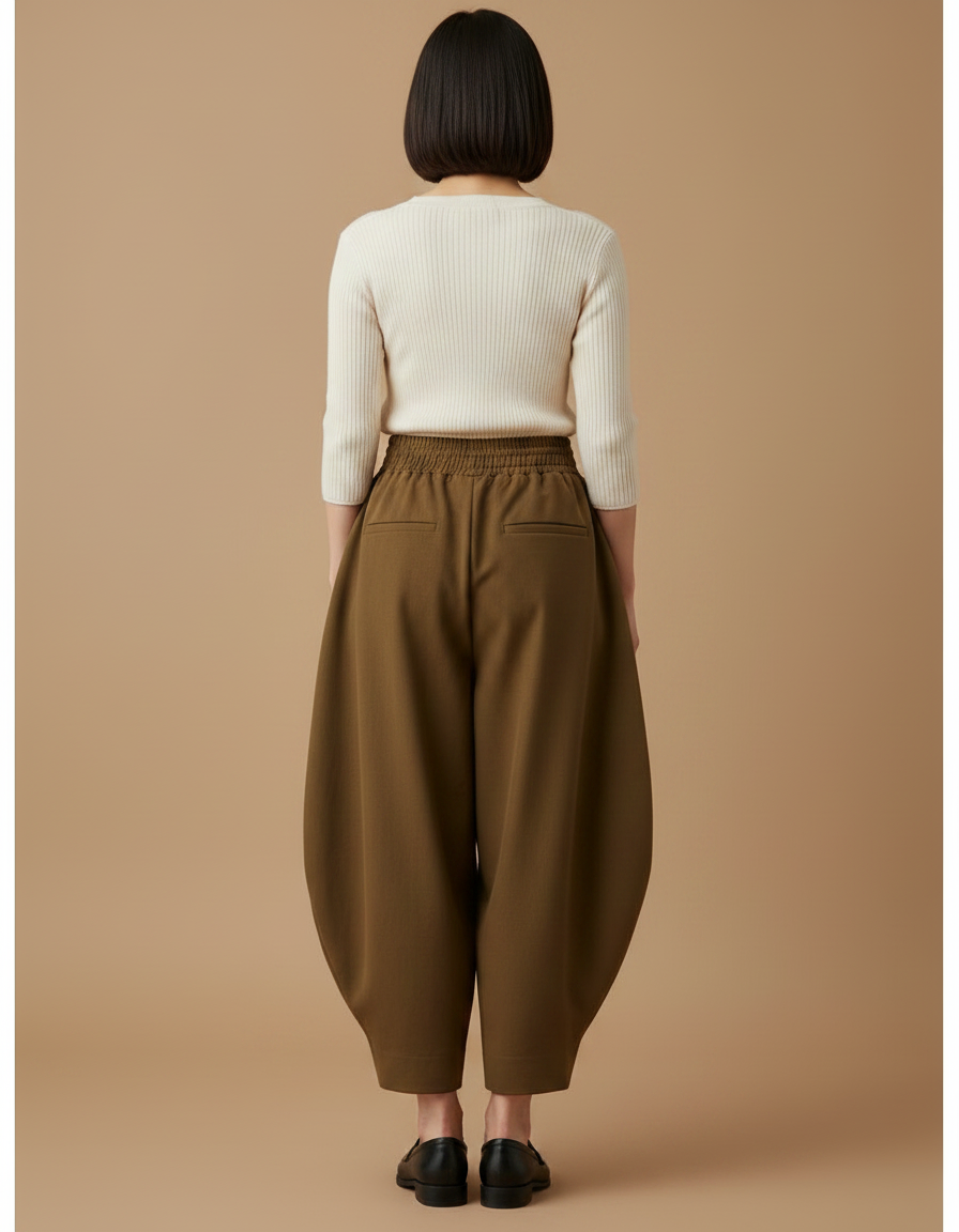 Pantalon Japonais Large Vert Kaki Confortable Ample - Viscose - vue 2