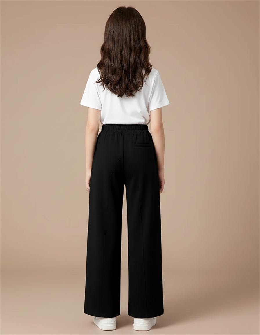 Pantalon Japonais Noir Ample Taille Haute Enfant - Polyester - vue 2