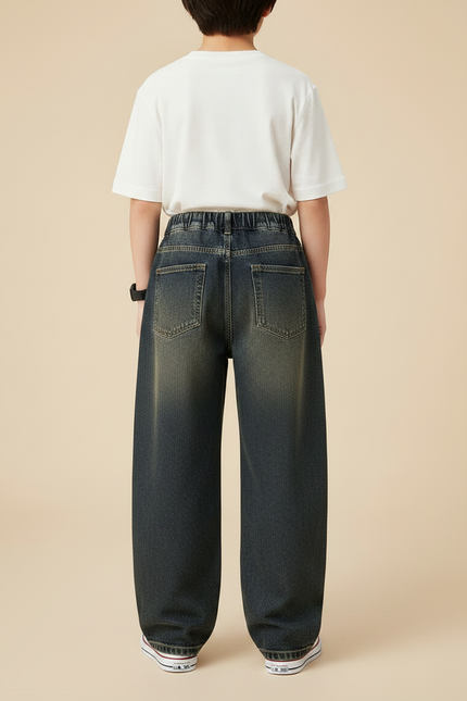 Pantalon Japonais Denim Ample Délavé Enfant - Bleu Jean - vue 2