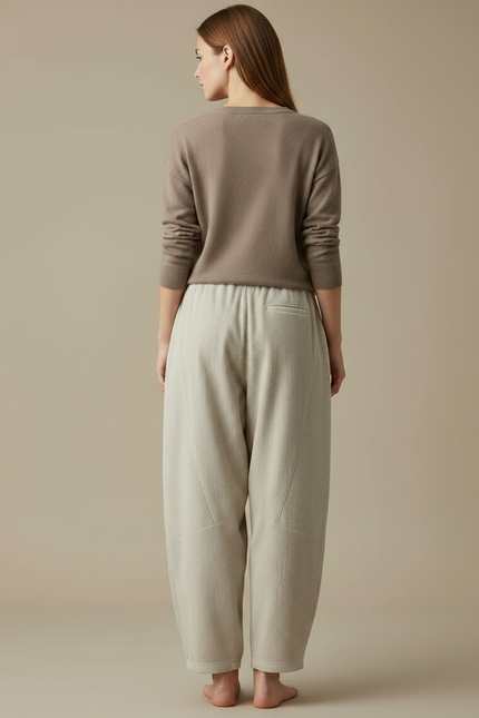 Pantalon Japonais Velours Côtelé Beige Ample Décontracté - Cordé - vue 2