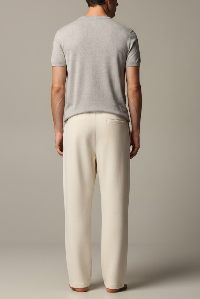 Pantalon Japonais Crème Ample Cordon Décontracté Homme - Beige Molleton - vue 2