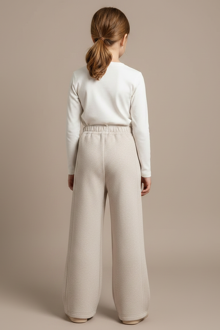 Pantalon Japonais Beige Ample Molleton Décontracté Enfant - vue 2