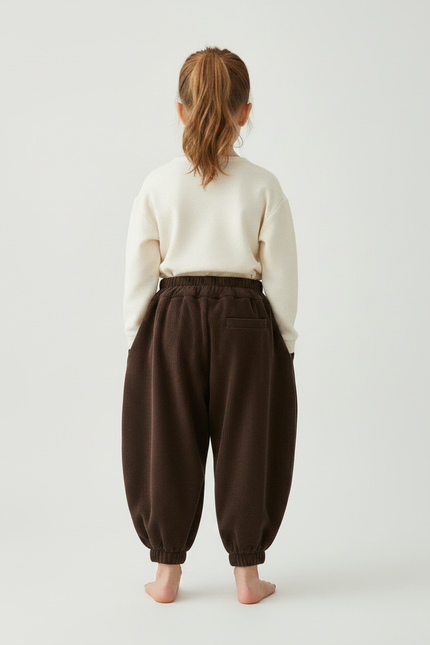 Pantalon Japonais Marron Côtelé Ample Enfant Hiver - Cordé - vue 2