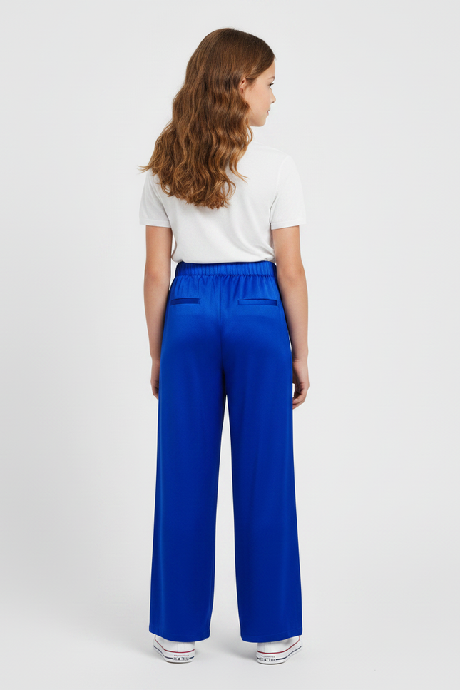 Pantalon Japonais Bleu Royal Satin Ample Fluide Fille - vue 2
