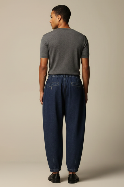 Pantalon Japonais Bleu Denim Ample Décontracté Homme - Marine Jean - vue 2