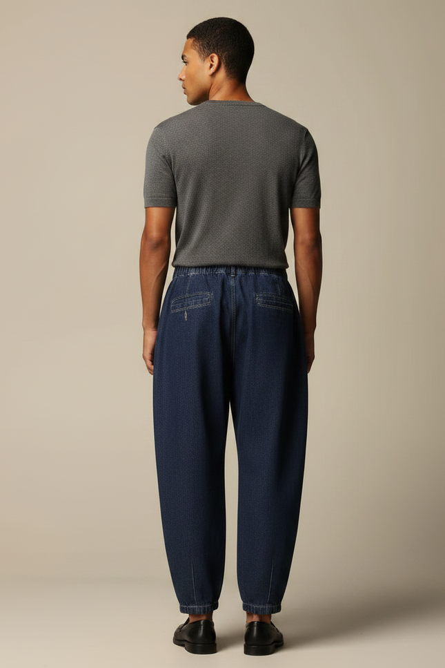 Pantalon Japonais Bleu Denim Ample Décontracté Homme - Marine Jean - vue 2