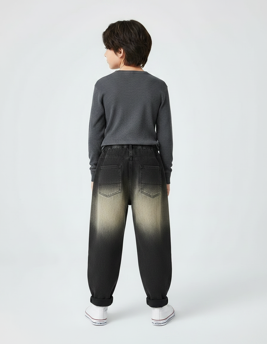 Pantalon Japonais Denim Dégradé Ample Enfant - Multicolore Jean - vue 2