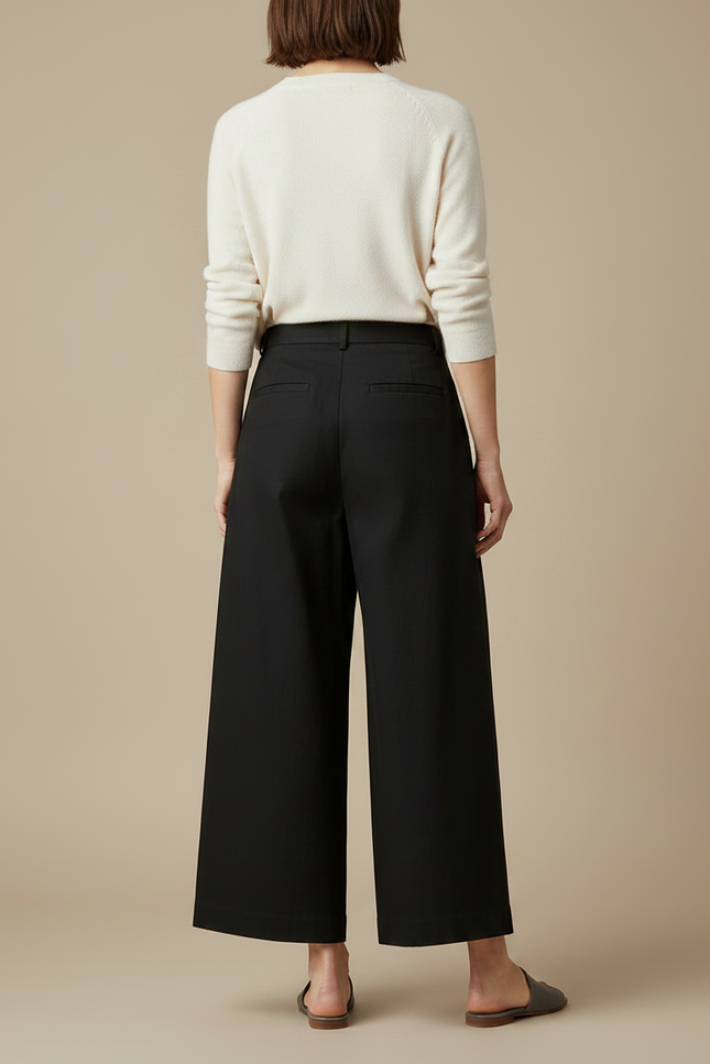 Pantalon Japonais Noir Ample Plissé Décontracté Coton - Lin - vue 2