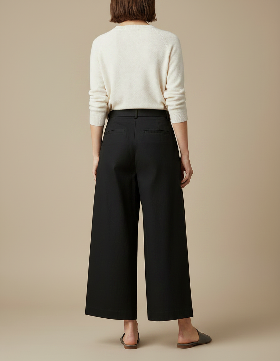 Pantalon Japonais Noir Ample Plissé Décontracté Coton - Lin - vue 2