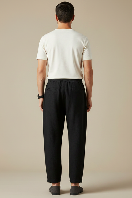Pantalon Large Japonais - Noir Lin - vue 2