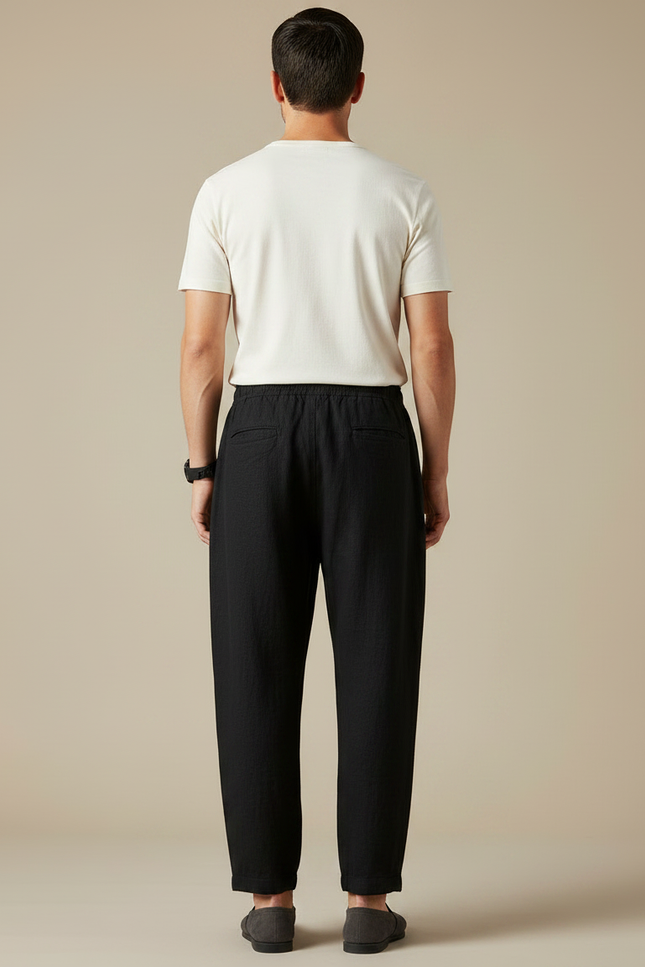 Pantalon Large Japonais - Noir Lin - vue 2