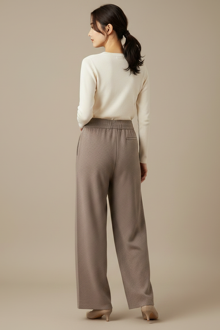 Pantalon Japonais Marron Laine Ample Tricoté Élastique - vue 2