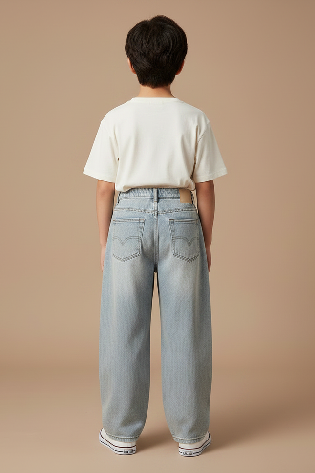 Pantalon Japonais Denim Ample Bleu Clair Enfant - Jean - vue 2