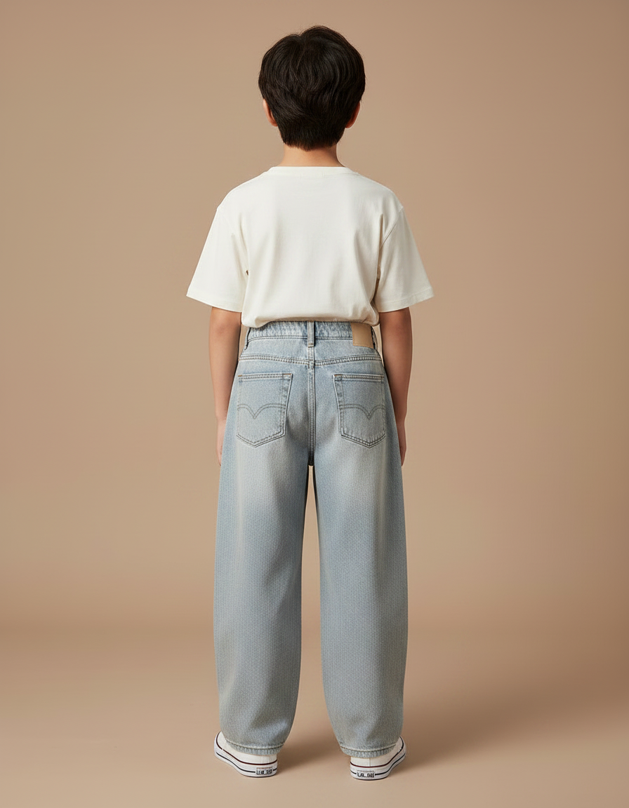 Pantalon Japonais Denim Ample Bleu Clair Enfant - Jean - vue 2