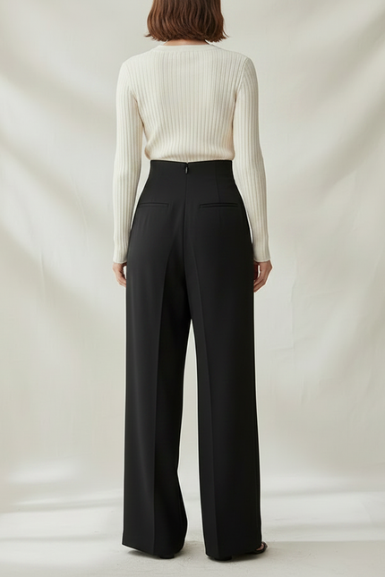 Pantalon Japonais Noir Fluide Plissé Ample Femme - Polyester - vue 2