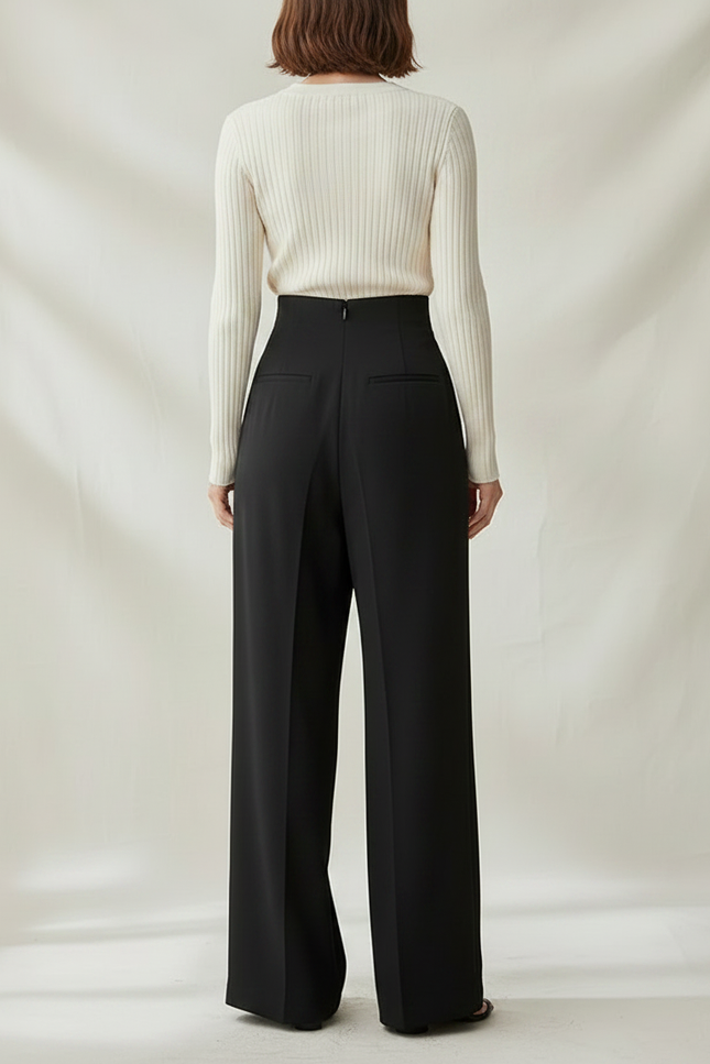 Pantalon Japonais Noir Fluide Plissé Ample Femme - Polyester - vue 2